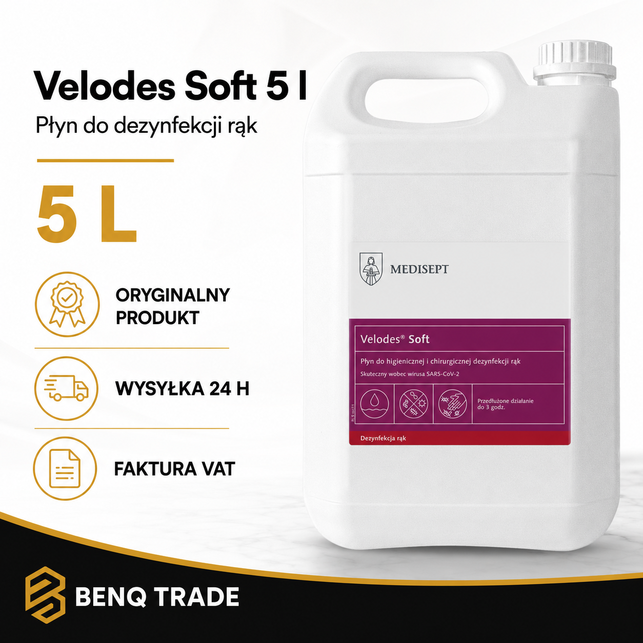 01_VELODES-SOFT-5L Velodes Soft 5 l – płyn do higienicznej i chirurgicznej dezynfekcji rąk